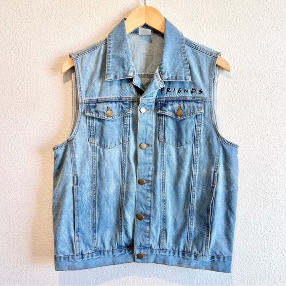 Friends TV Series You’re My Lobster Denim Blue Jean Vest Size Medium 90s Y2K EUC - Picture 3 of 9